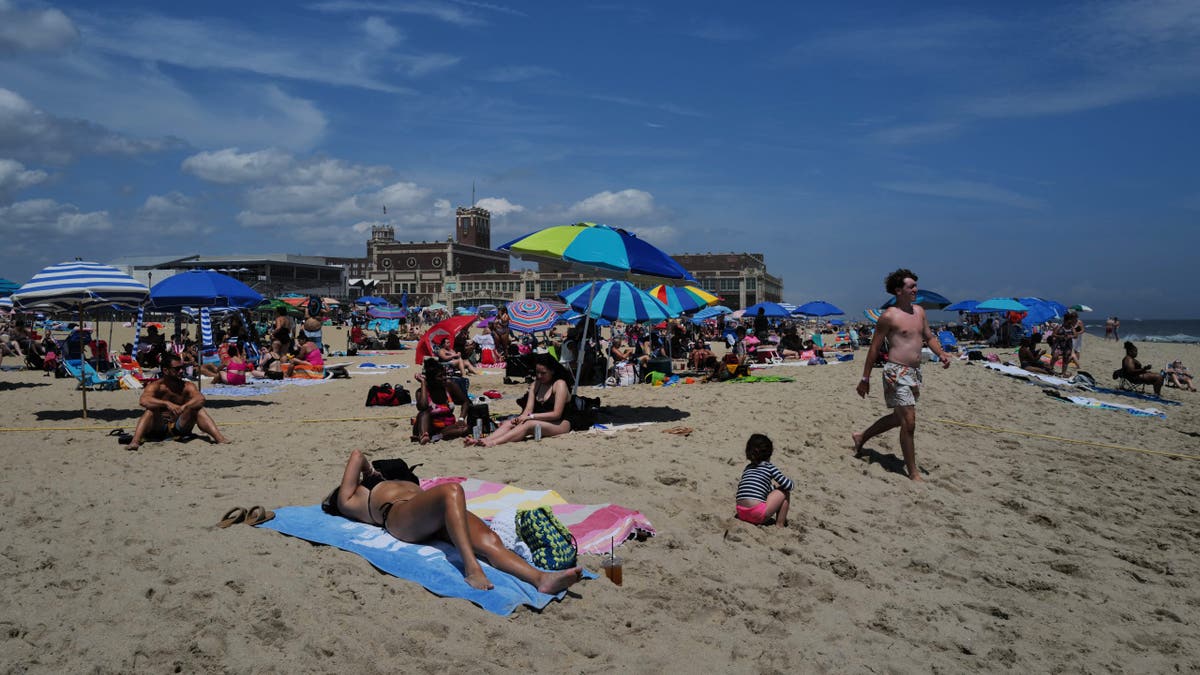 People lounging on beach