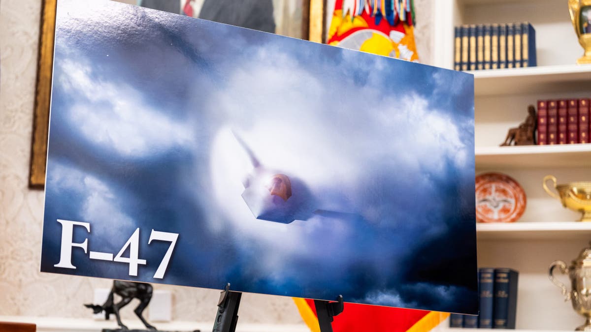 F-47 6th-generation fighter jets in the White House Oval Office on Friday, March 21, 2025. 