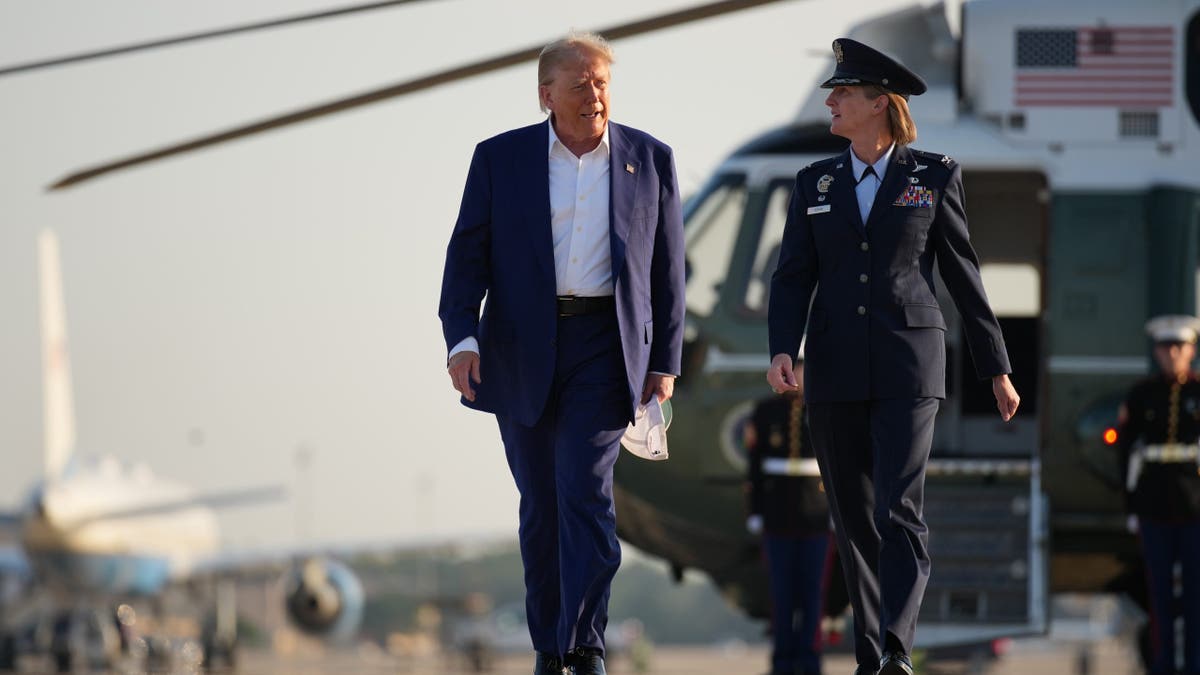 U.S. President Donald Trump connected his mode to committee Air Force One to depart for the 2025 NATO Summit connected June 24, 2025 astatine Joint Base Andrews, Maryland.
