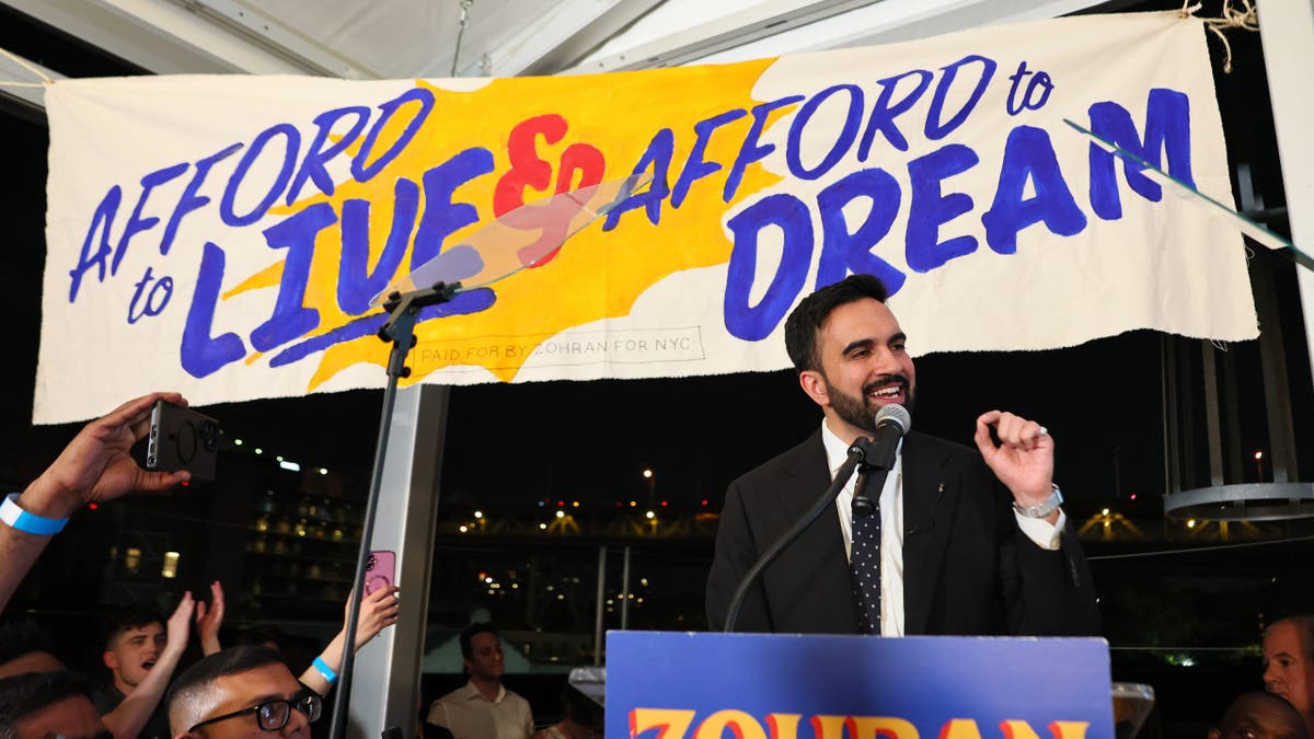 NEW YORK, NY - June 24: New York mayoral candidate and state Rep. Zoran Mamdani (D-NY) speaks to supporters on election night when the Craft LIC greats gather on June 24, 2025 in the Long Island City area of New York City's Queens Bureau. Mamdani is announced as the winner of the mayoral Democratic nomination on a busy field in the mayoral primary and will choose to succeed Mayor Eric Adams, who is reelection on an independent ticket. (Photo by Michael M. Santiago/Getty Images)