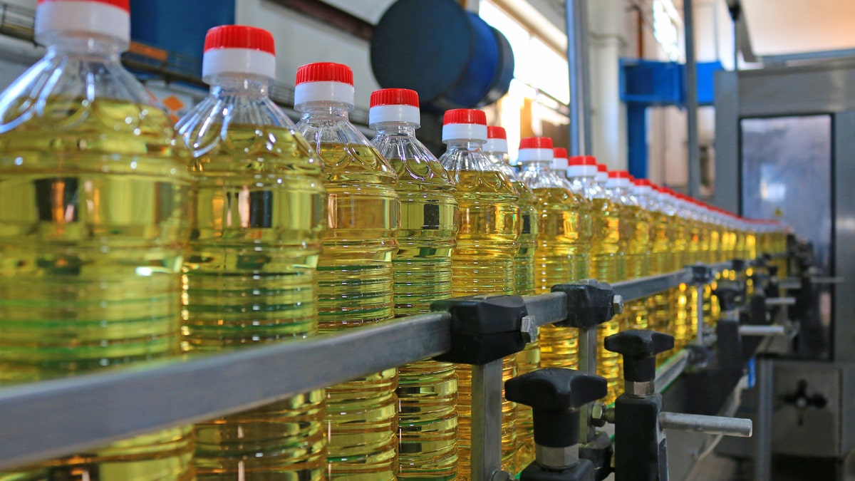 Sunflower oil in the bottle