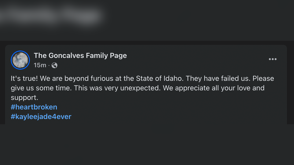A screenshot with the Goncalves family statement