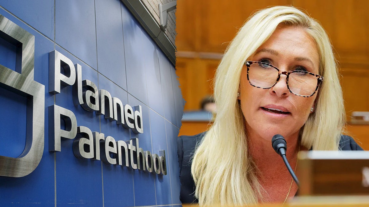 Marjorie Taylor Greene and Planned Parenthood sign