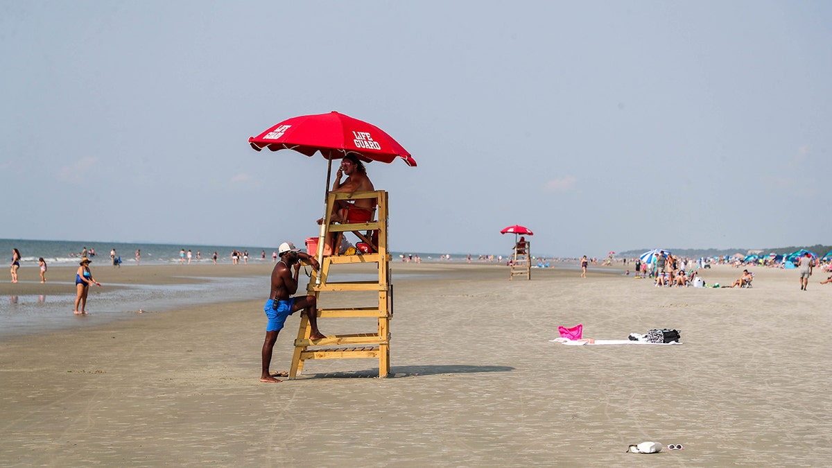 Lifeguards show the surf astatine Coligny Beach connected Hilton Head Island.