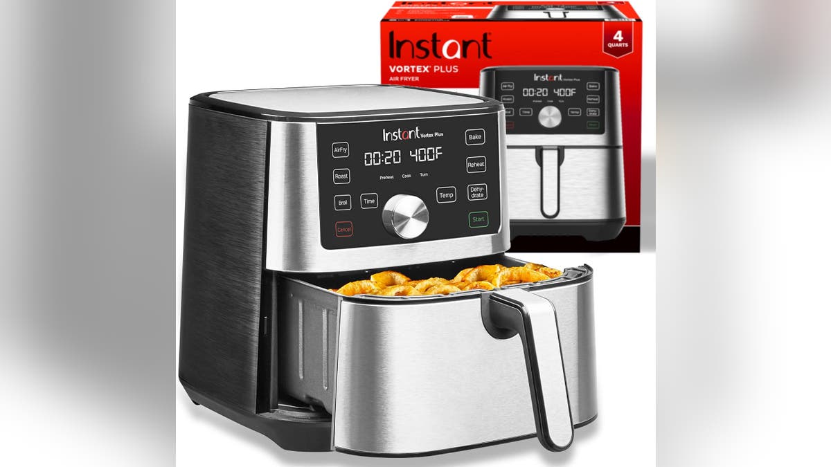 The stainless steel finish on this fryer looks sleek.