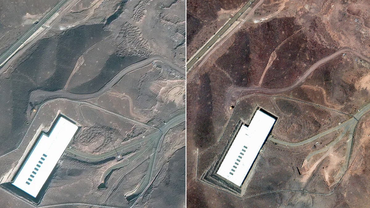 Before and after images at Fordow Nuclear facility