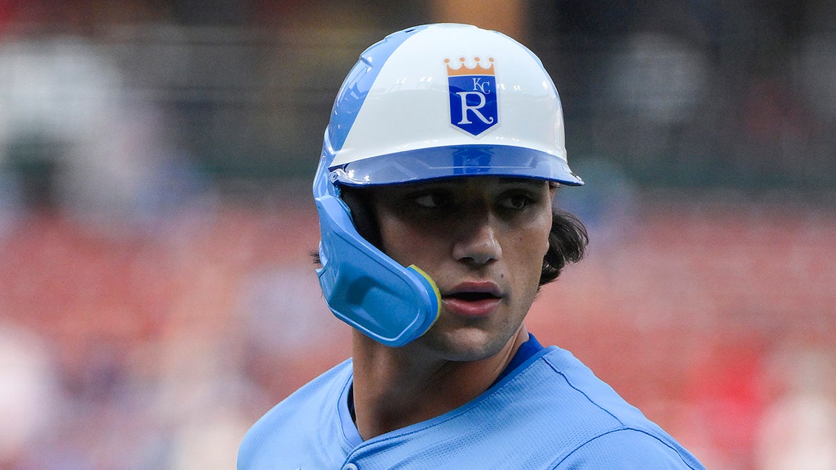 Jac Caglianone looks on field