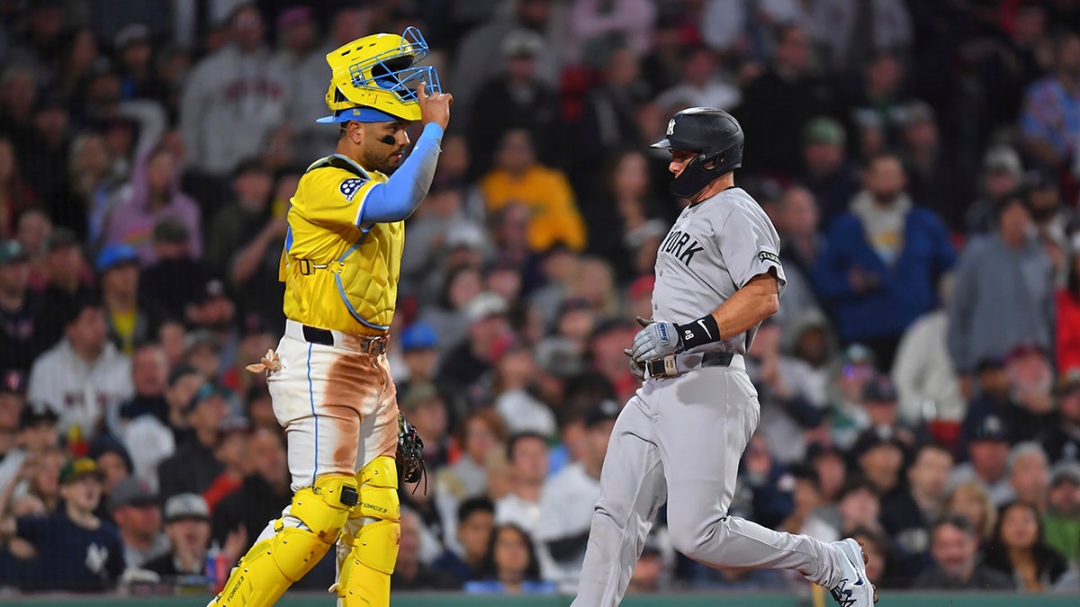 Jasson Dominguez crosses the plate