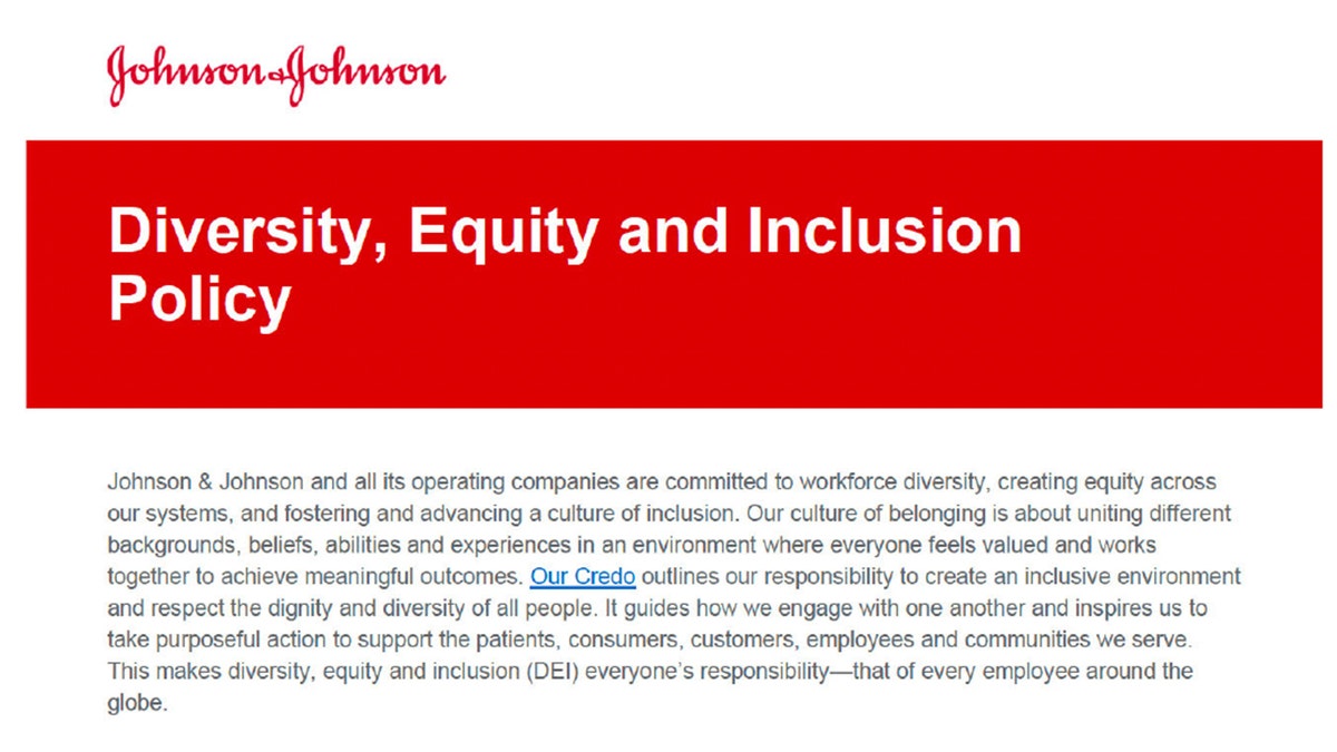 Johnson & Johnson is accused of violating federal law with its DEI hiring practices.
