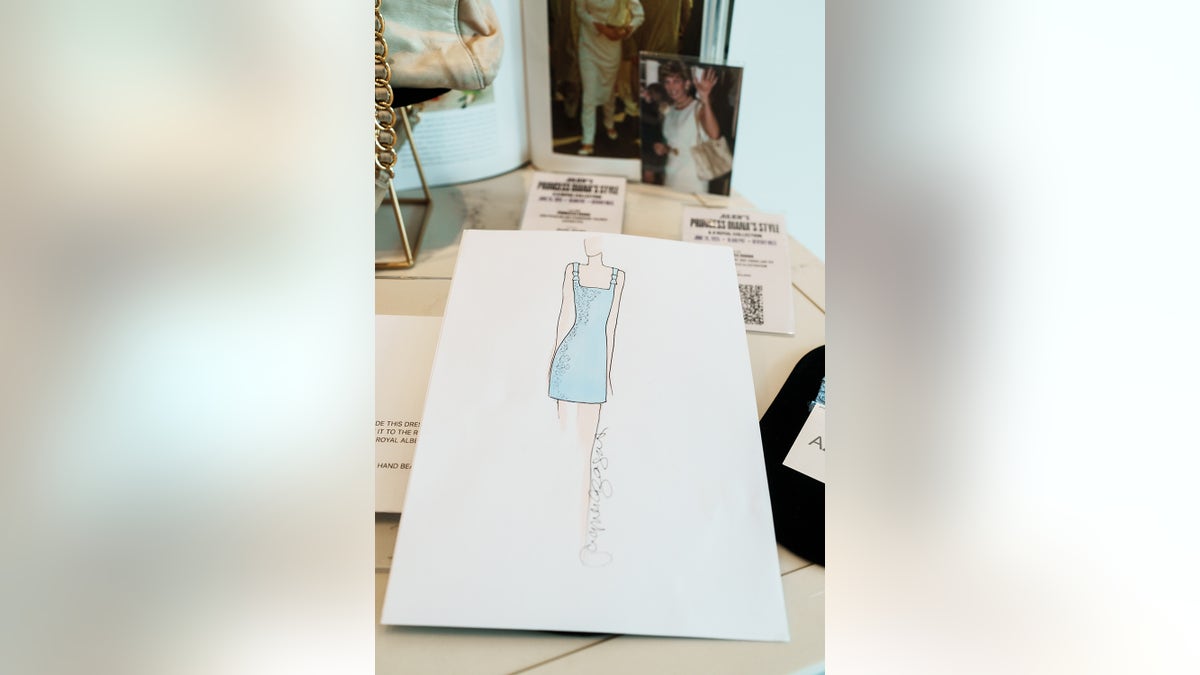 A sketch of Princess Diana's blue dress by Jacques Azagury.