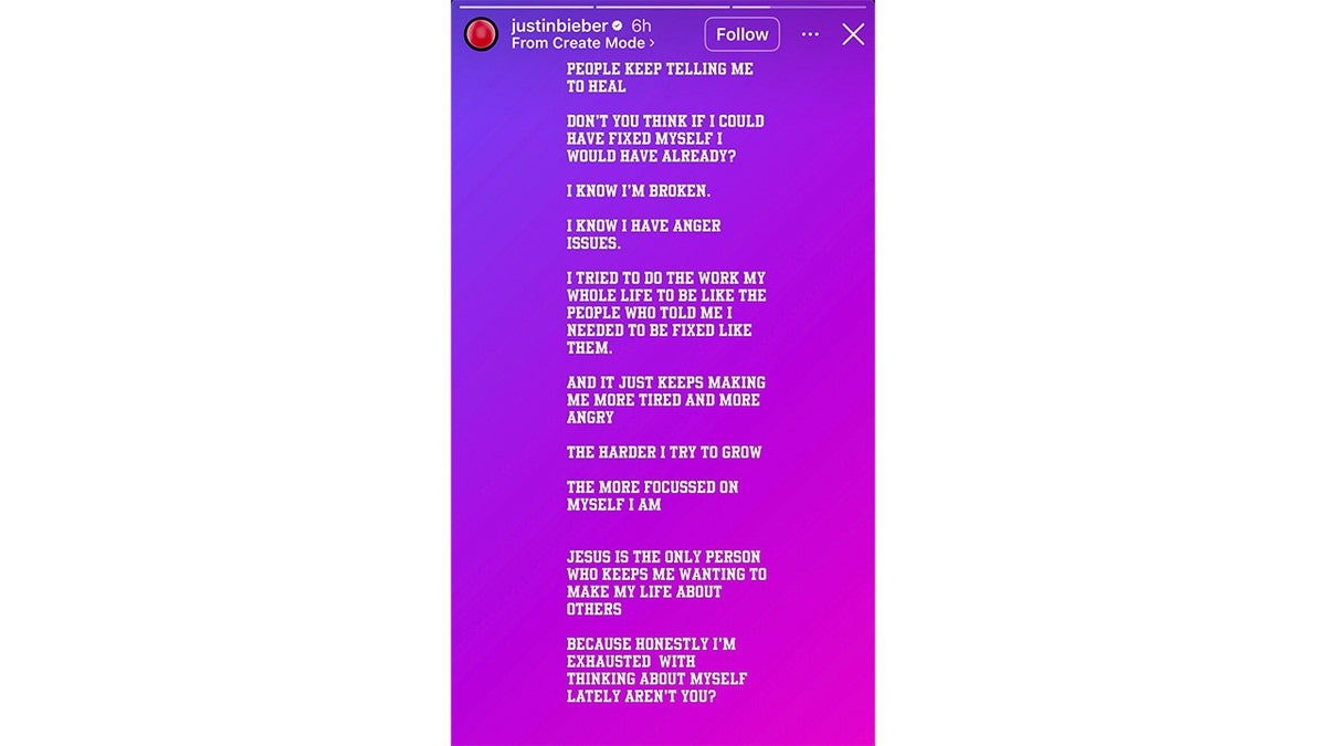 Justin Bieber posts connected Instagram