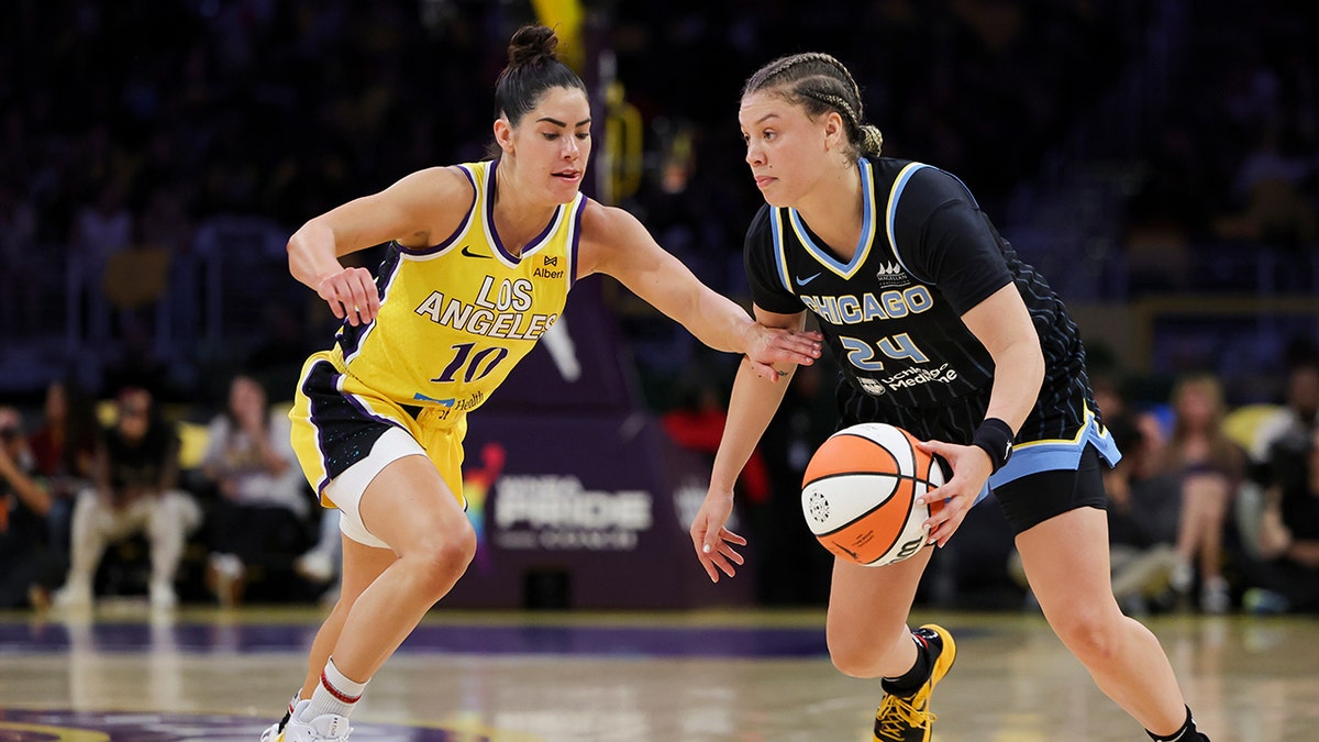 Kelsey Plum guards Rachel Banham