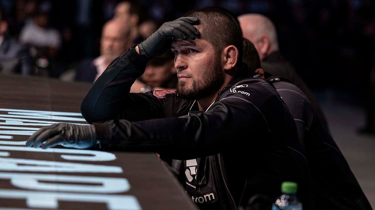 Khabib Nurmagomedov looks on