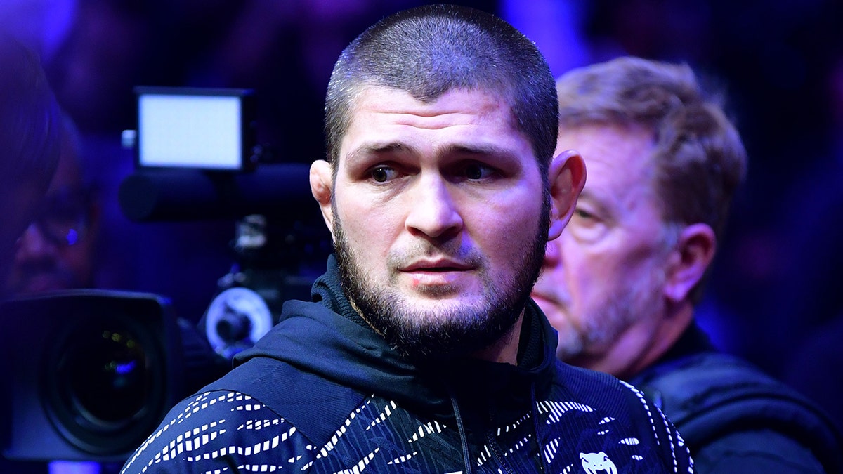 Khabib Nurmagomedov looks on