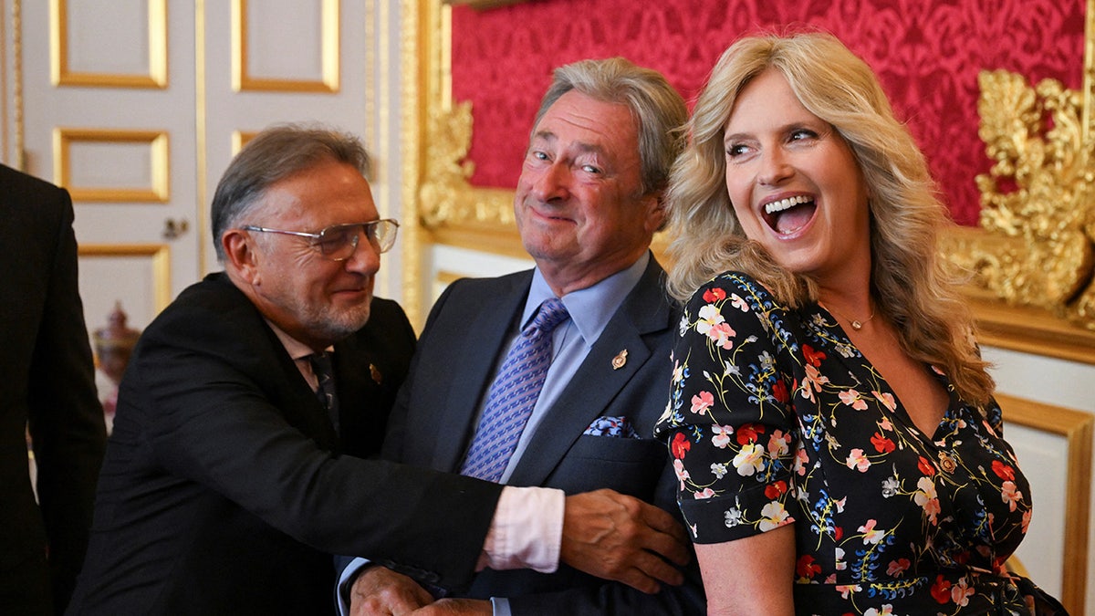 Raymond Blanc, Alan Titchmarsh and Penny Lancaster having fun with each other.