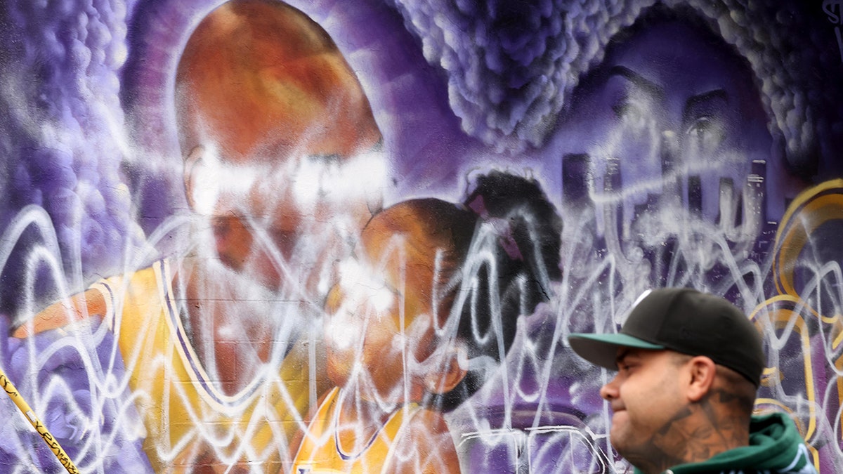 White spray on the Kobe mural