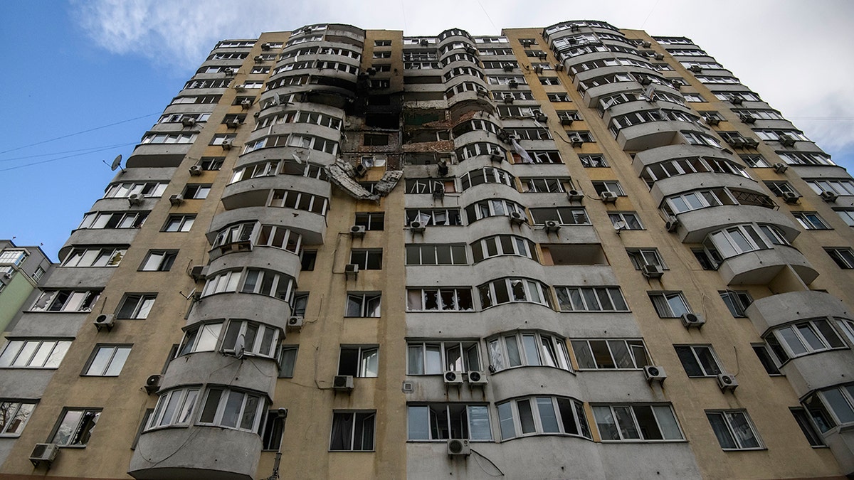 Kyiv Apartment Block Damaged By Russia's Overnight Attack