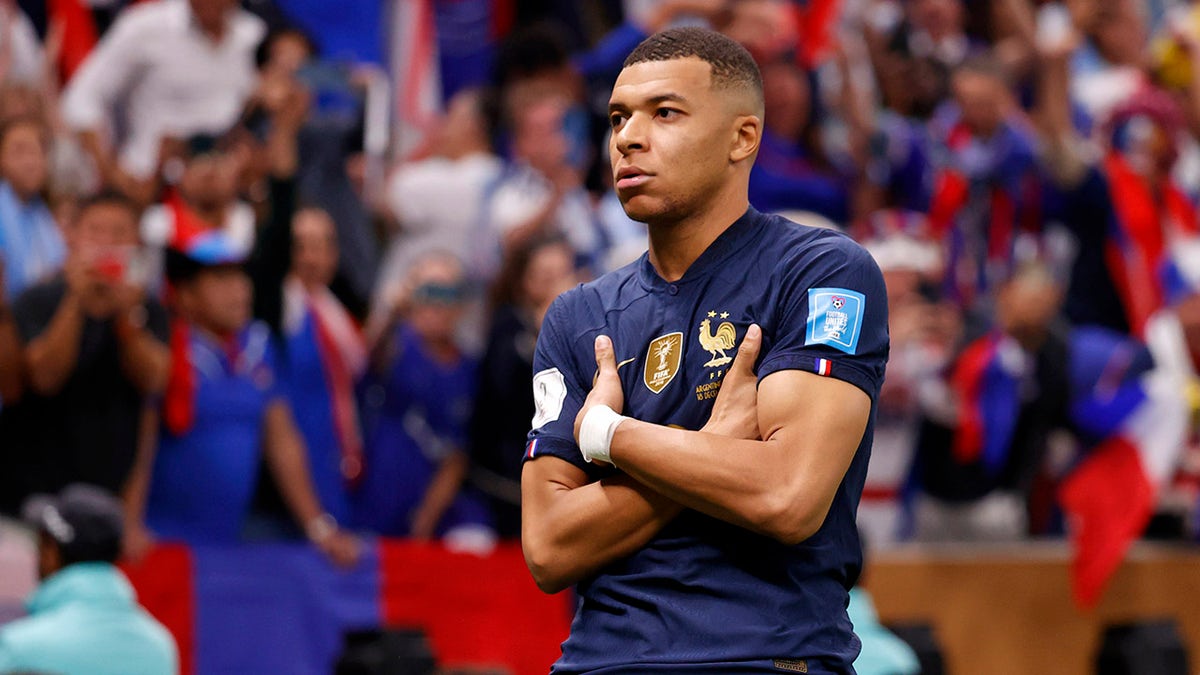 Kylian Mbappe celebrates goal