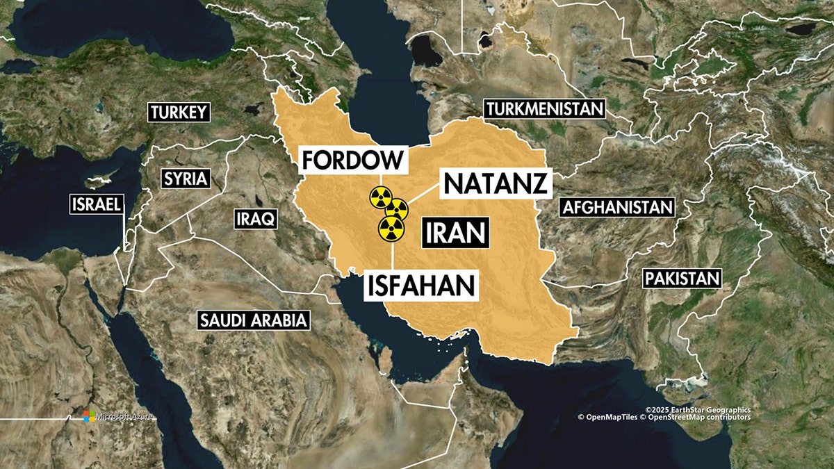 A map of Iran's nuclear facilities