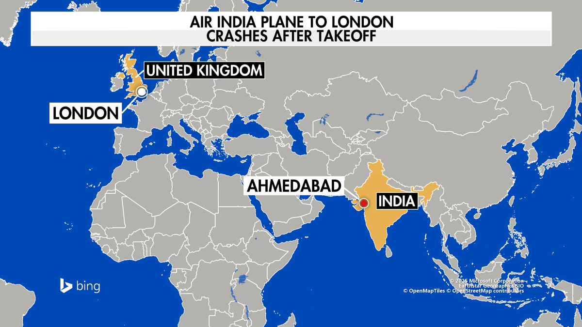 Air India flight crash map