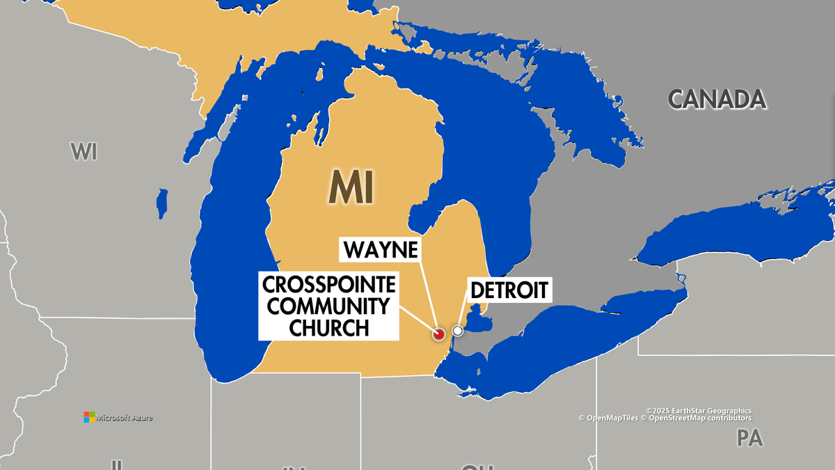 map showing wayne, michigan in relation to Detroit
