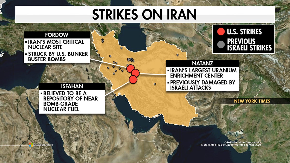 Map of US strikes connected  Iran