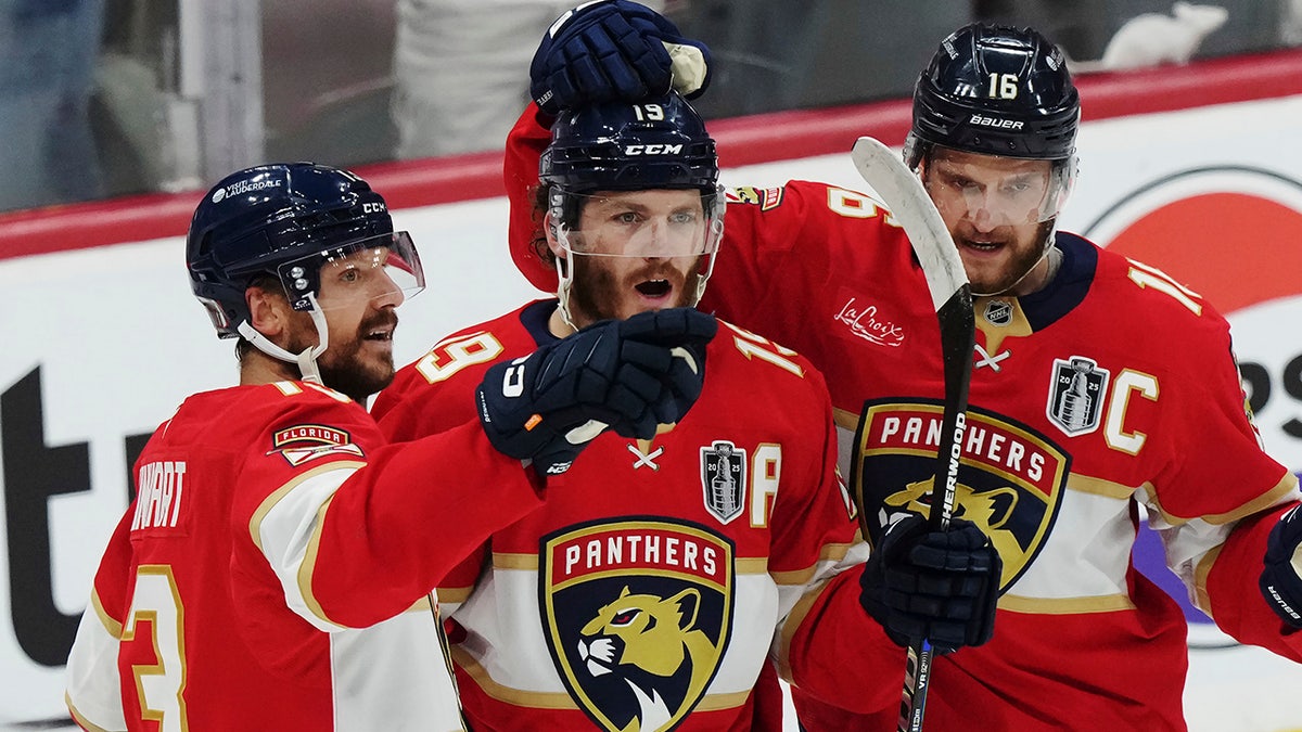 Matthew Tkachuk celebrates goal