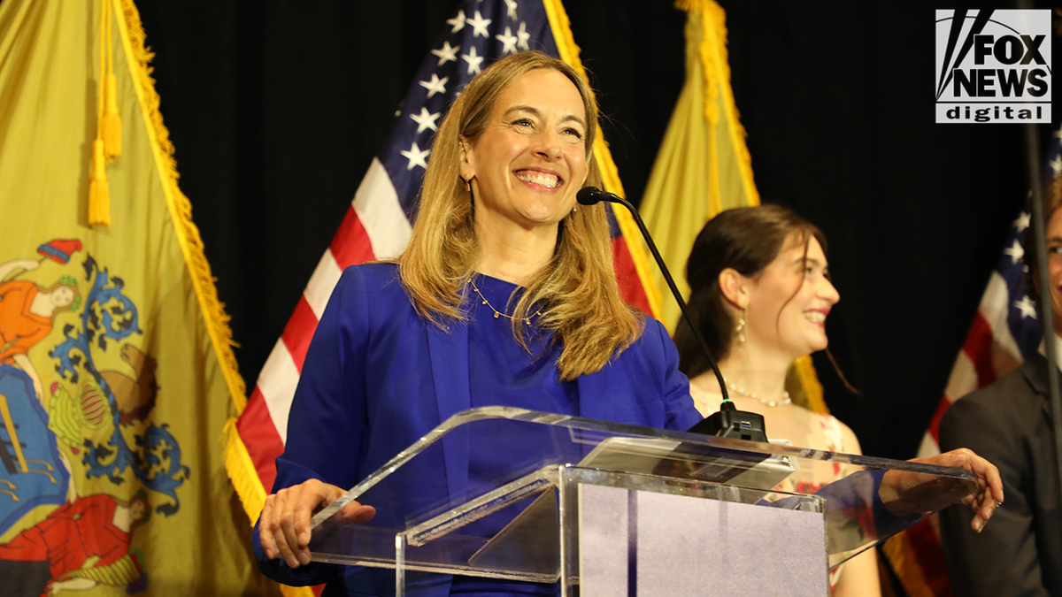 Rep. Mikie Sherrill delivered a victory speech to a lively crowd of supporters at an election night watch party in Morristown, New Jersey.?