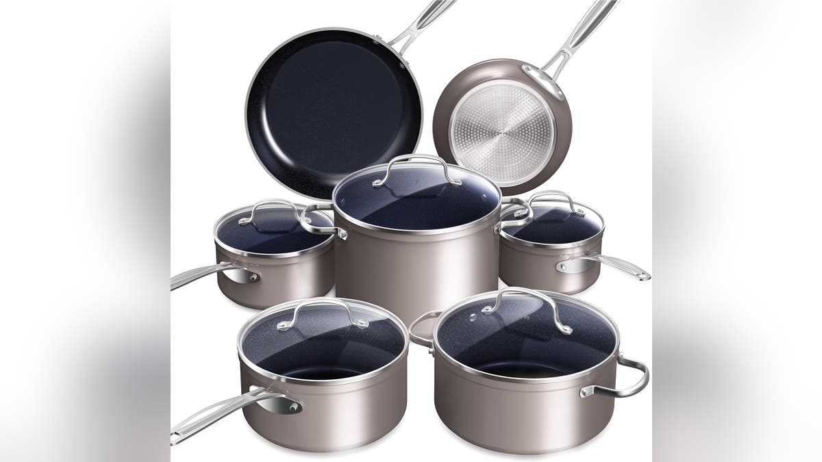 Cook healthier with the help of this ceramic cookware set.