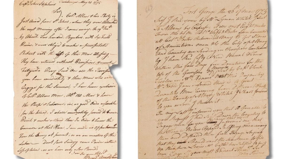 Two Revolutionary War letters side by side