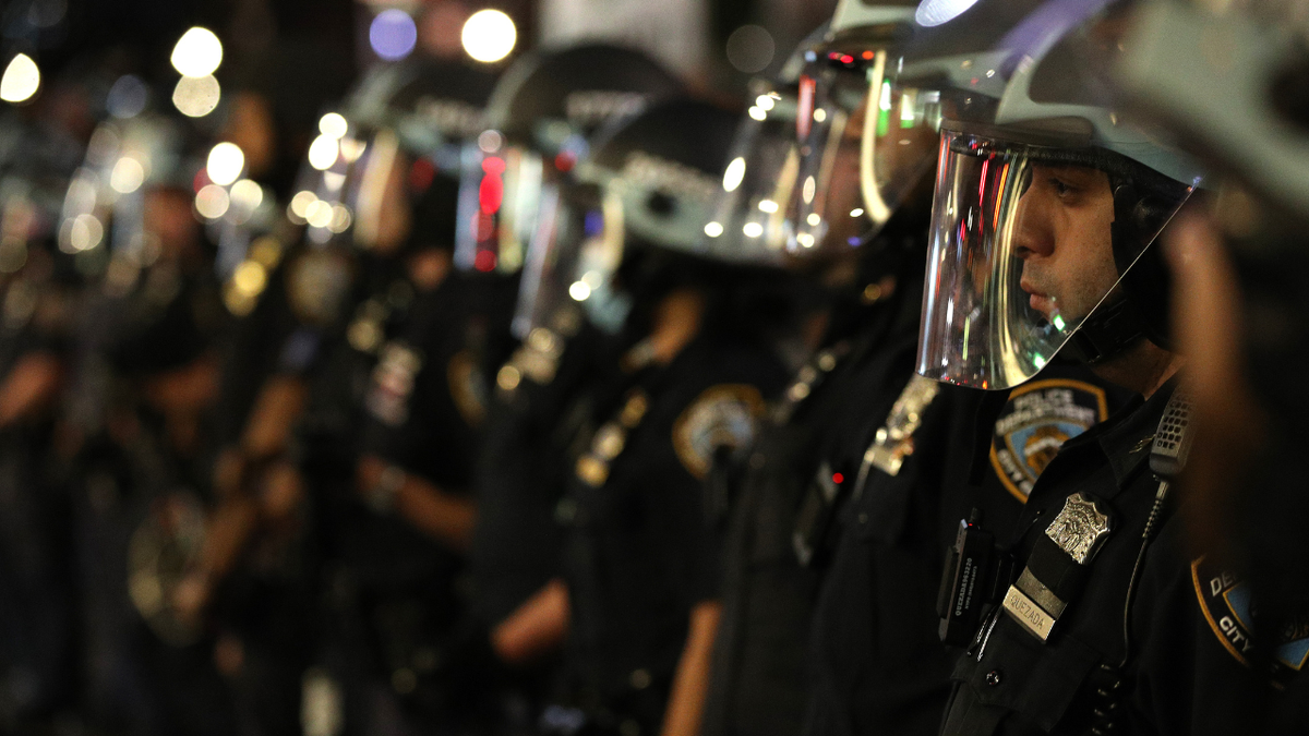Police officers in New York City during a protest