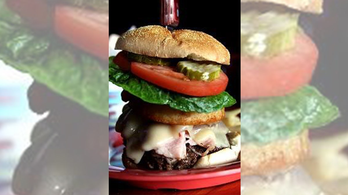 The Ocean Decker burger disposable astatine Ocean Deck Restaurant & Beach Club successful Daytona Beach, Florida.