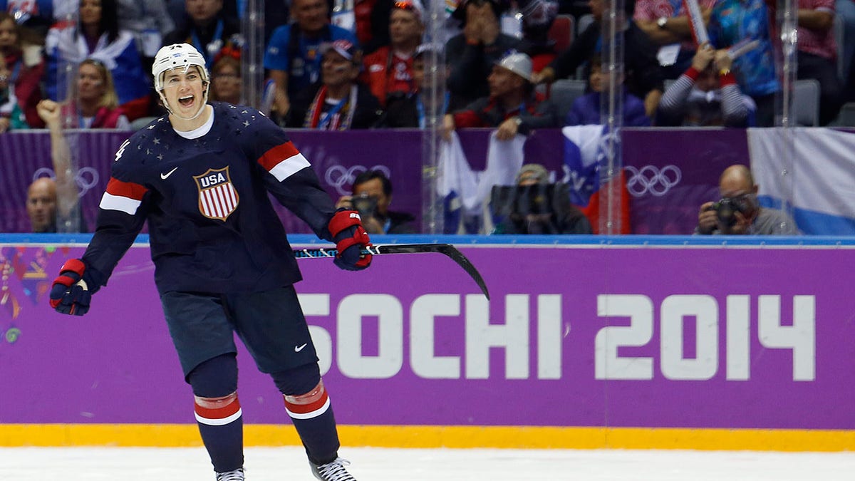 T.J. Oshie reacts