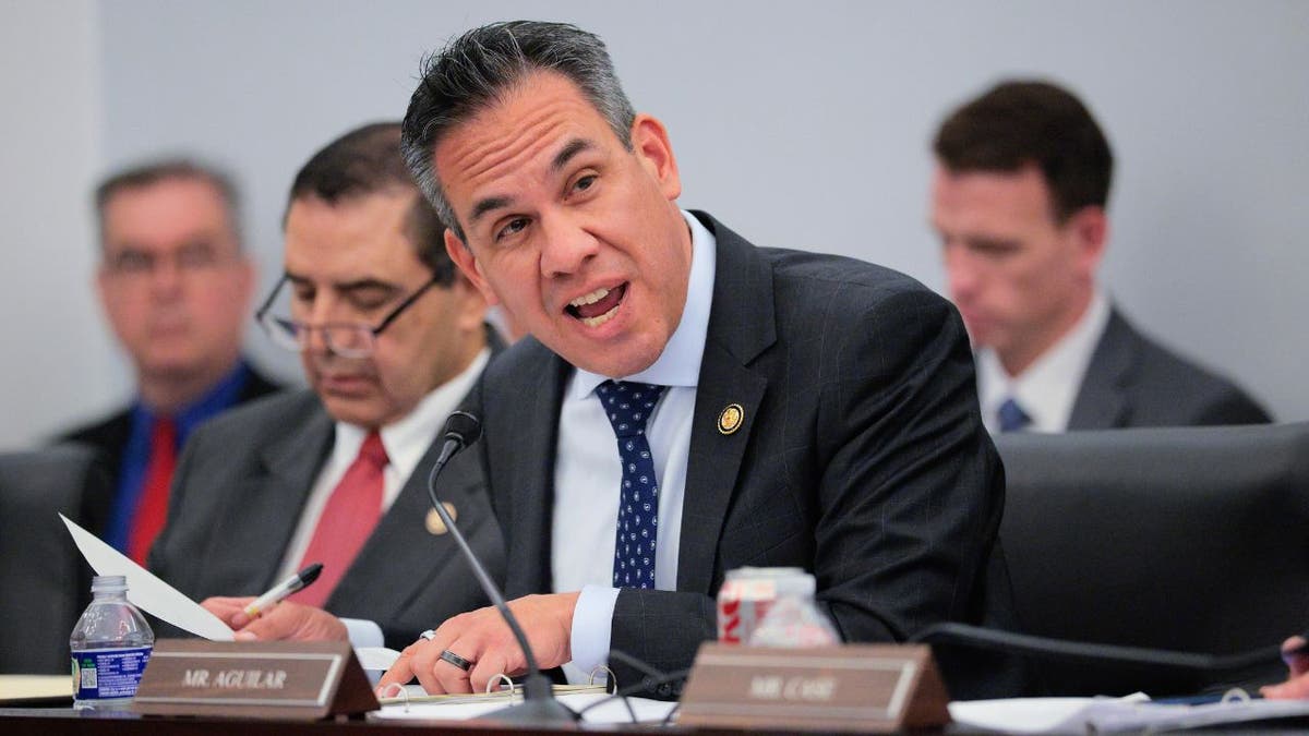Rep. Pete Aguilar questions U.S. Defense Secretary Pete Hegseth during a hearing at the U.S. Capitol on June 10, 2025 in Washington, DC.