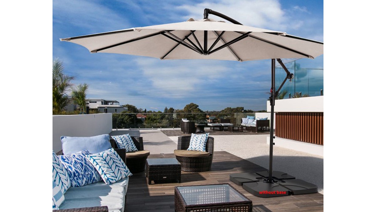 This huge umbrella will provide plenty of shade.?
