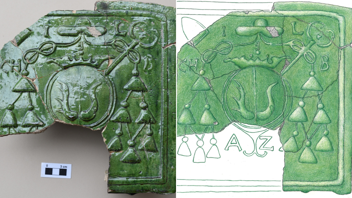 Two side-by-side greenish  tiles