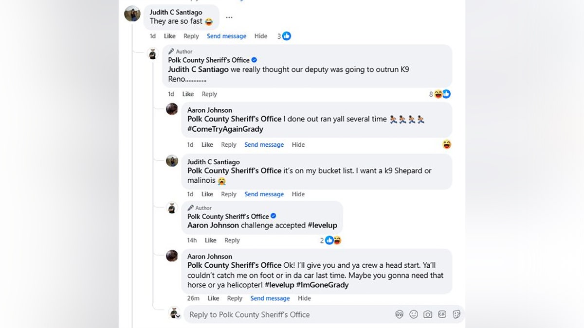 Aaron D. Johnson taunts Polk County Sheriff connected societal media