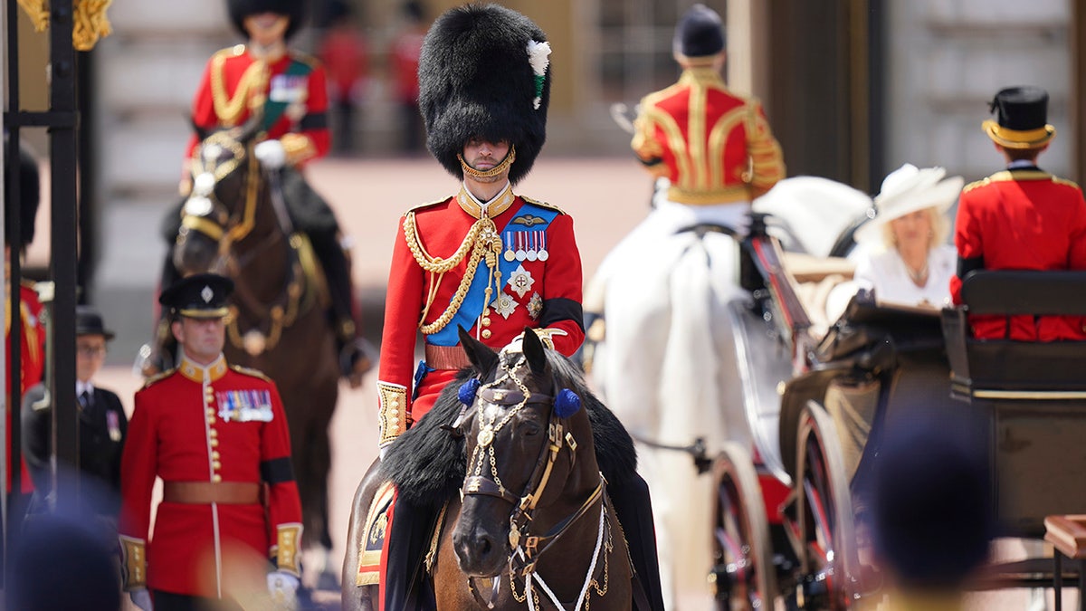 Prince William riding a horse at Trooping the Colour