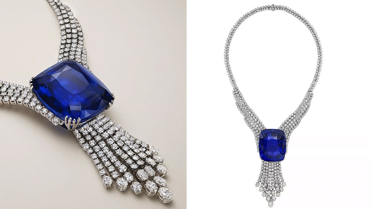 rare bluish saphire necklace christies auction