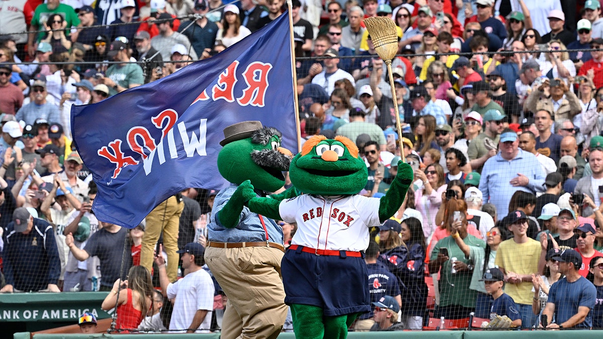 Red Sox Mascots Celebrate Winning