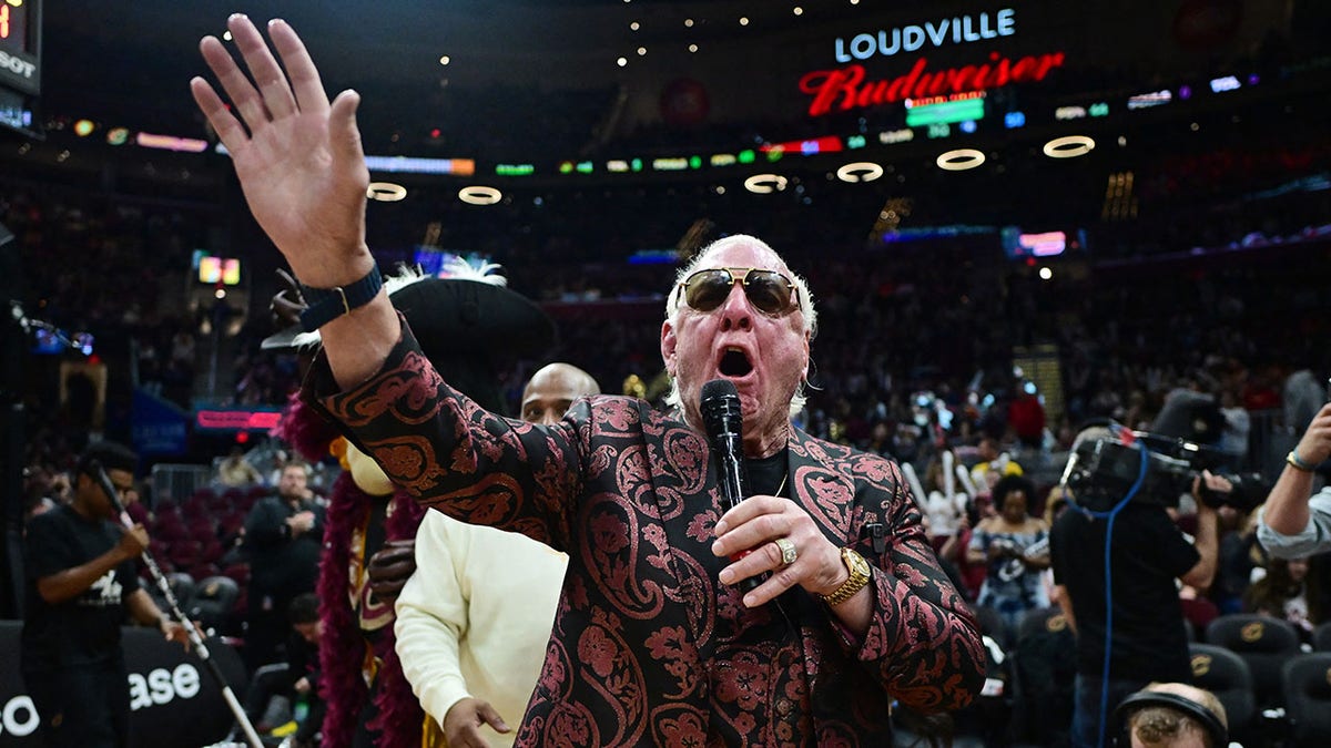 Rick Flair riles up the crowd