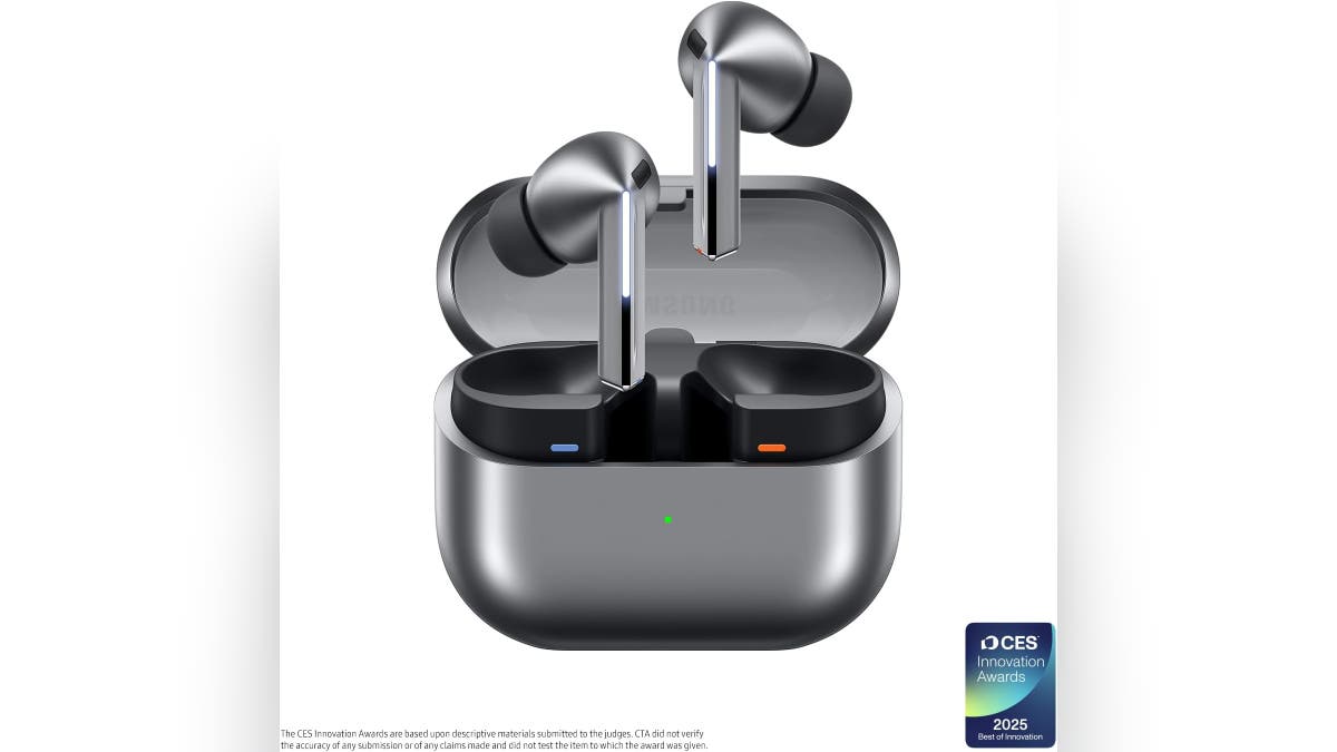 The earbuds connect via Bluetooth to deliver a premium audio experience.