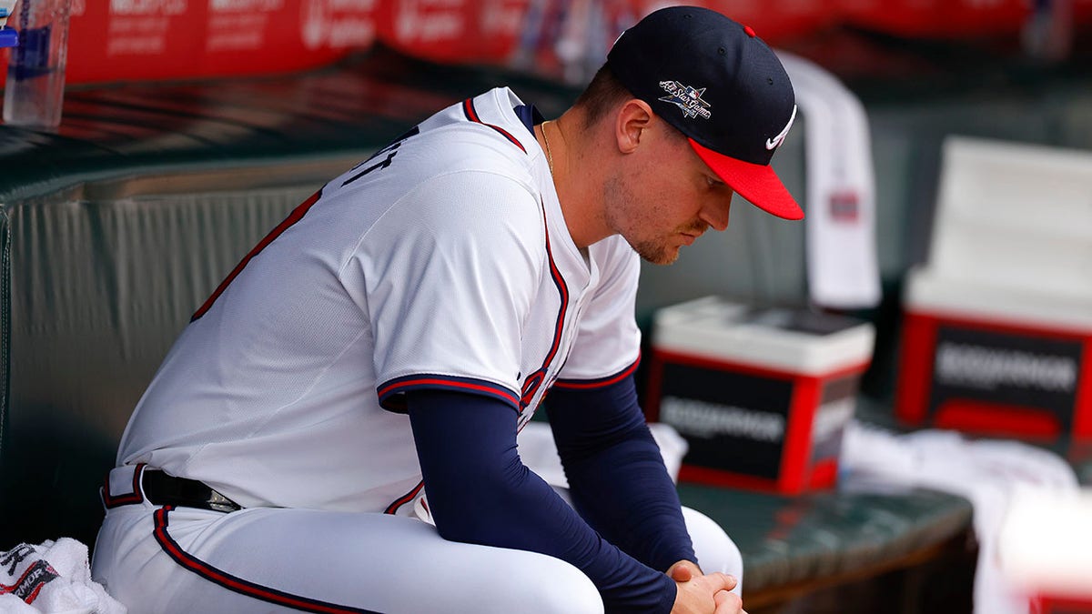 Atlanta Braves reacts in the dugout