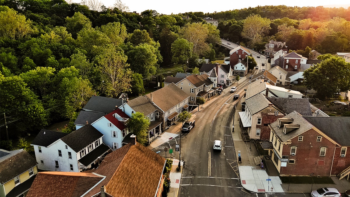 Tree-lined street in Slatington, Pennsylvania
