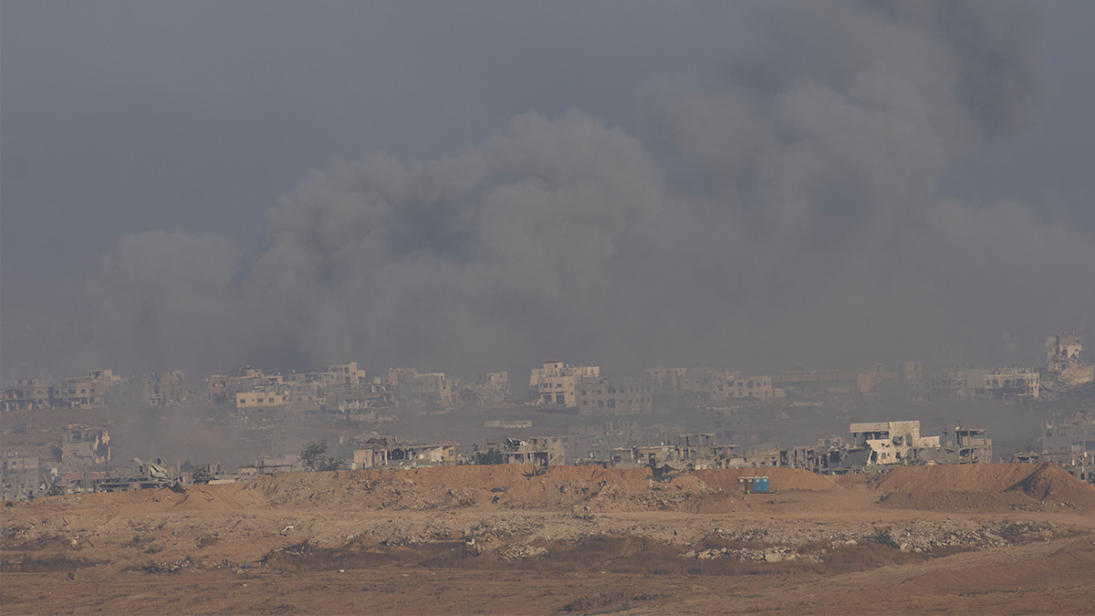Smoke rises following an Israeli army bombardment in the Gaza Strip