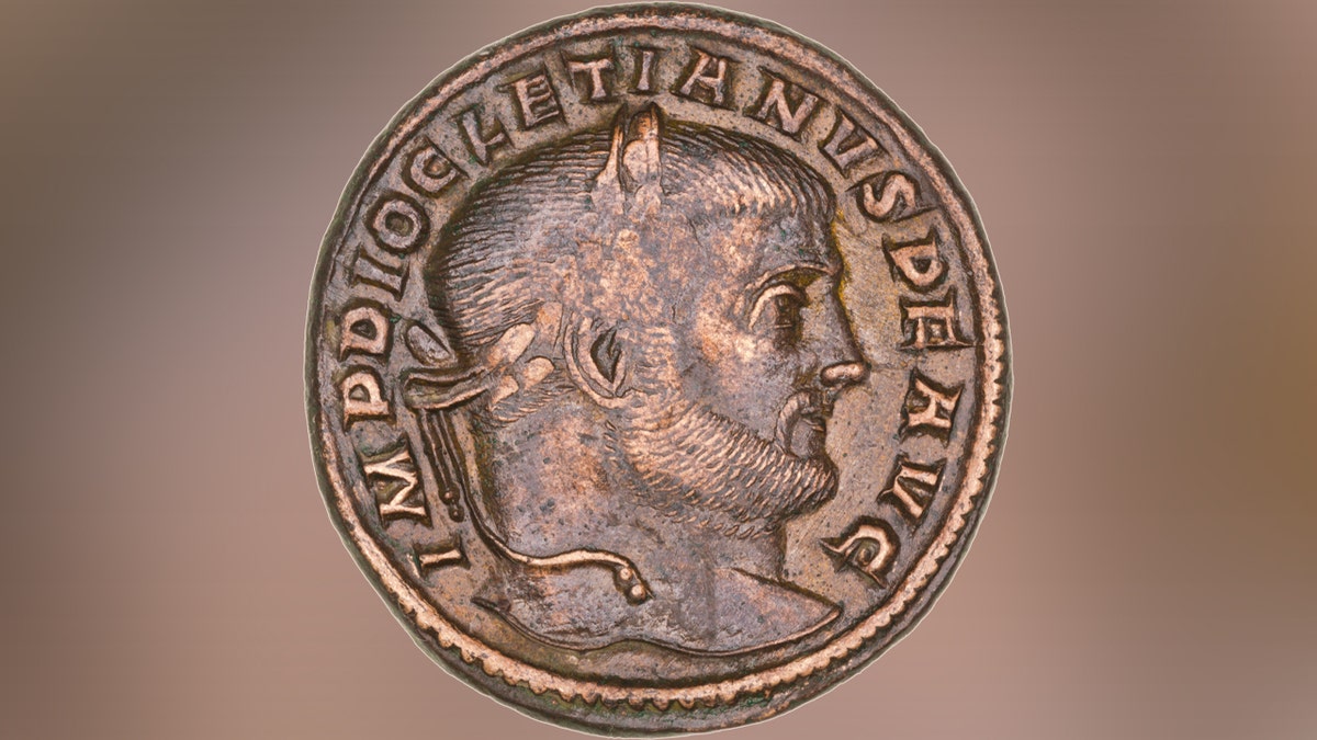 Close-up of Ancient Roman coin