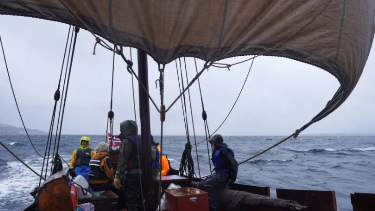 Crew working on Viking ship