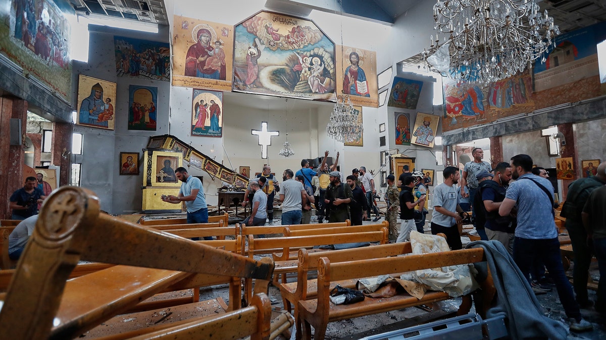 Church bombing scene in Syria