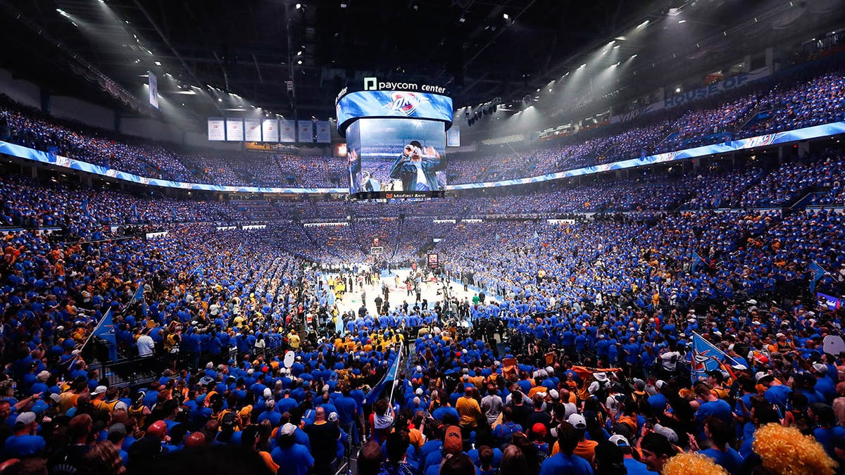 General shot of Thunder fans at Game 7 of NBA Finals