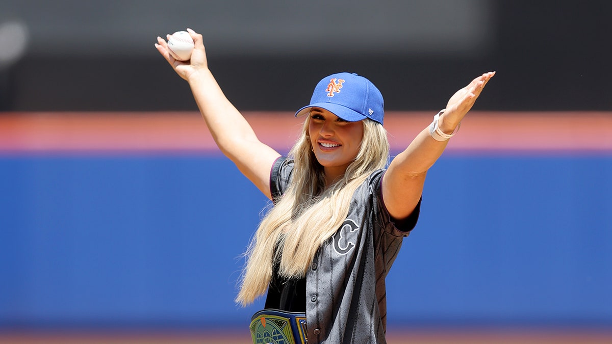 Tiffany Stratton poses on mound